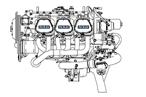 Lycoming 540 Aircraft Engine Line Art