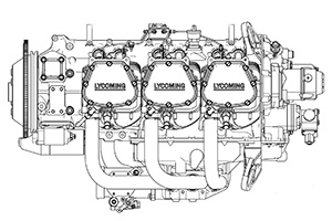 Lycoming 580 Aircraft Engine Line Art